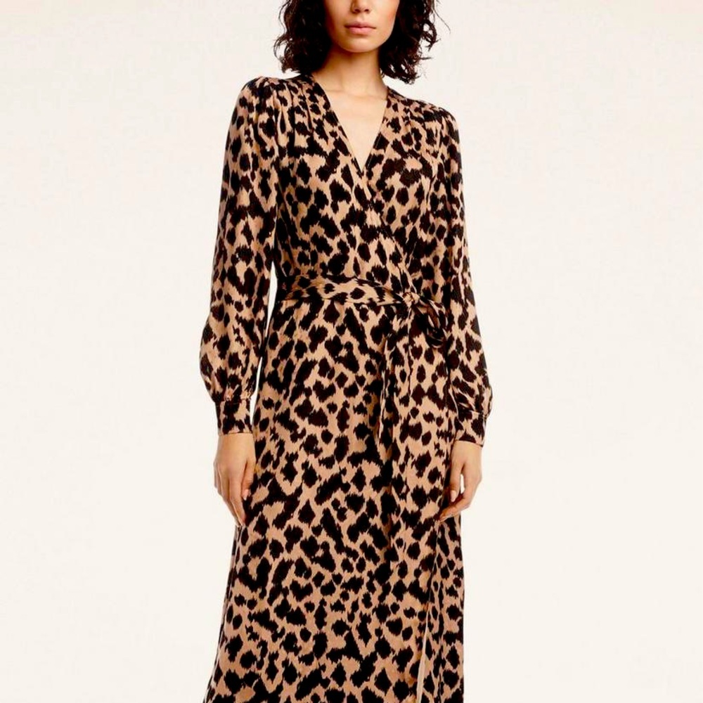 Brooks Brothers Long Sleeve Print Wrap Dress